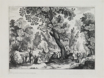 A Wooded Landscape with the Sermon of St.... by Nicolas Cochin, French