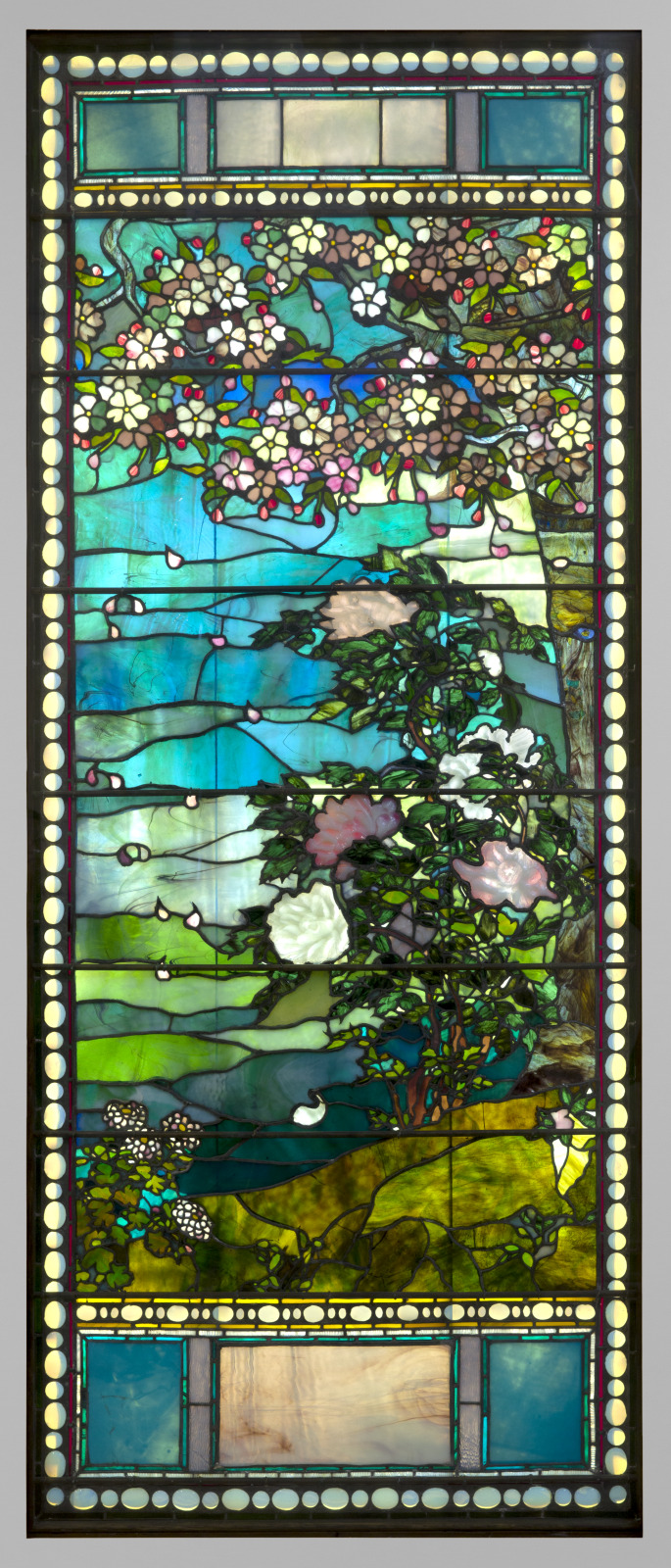 Flowering Cherry Tree and Peony, window from the Frederick Lothrop